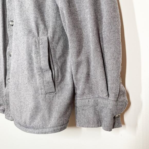 Eddie Bauer Men’s Button Up Shirt Chore Shacket Fleece Lined Sz L Gray Gorpcore - Picture 5 of 10